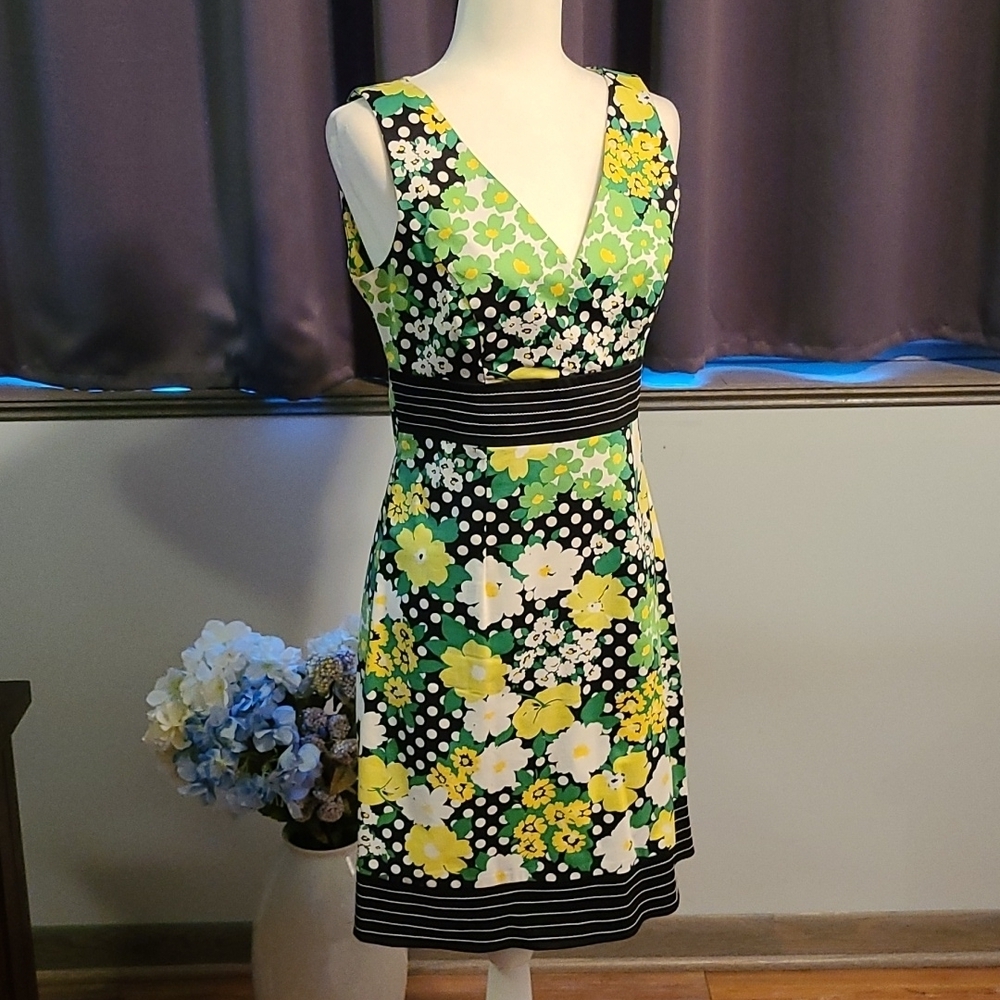dBy Ltd Green & Yellow Sleeveless Floral Dress - Ladies 8